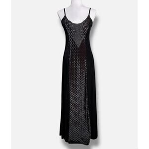 CYKXTEES Dress Gown Womens Medium Large Black Draped Velvet 90s Whimsigoth Goth